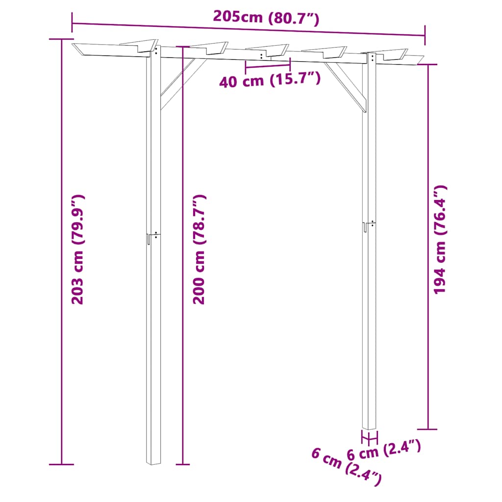 Dārza Pergola, 205X40X203 Cm, Koks