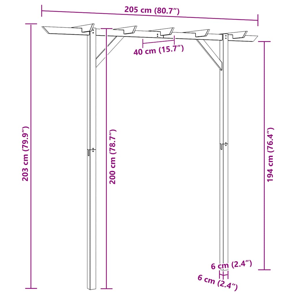 Dārza Pergola, 205X40X203 Cm, Koks