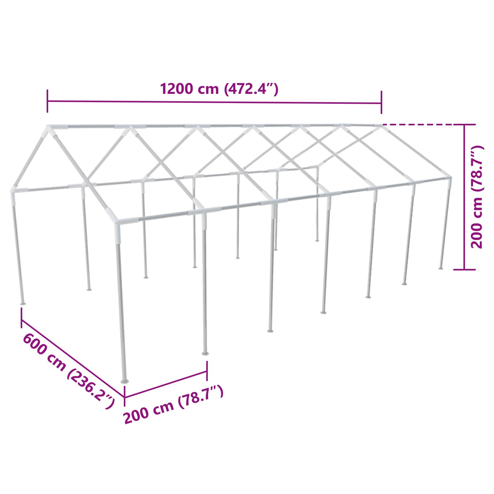 Telts Audums Bez Rāmja Balts 12 X 6 M Pe