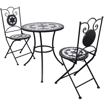 3-Daļīgs Bistro Komplekts, Keramikas Flīzes, Melns, Balts