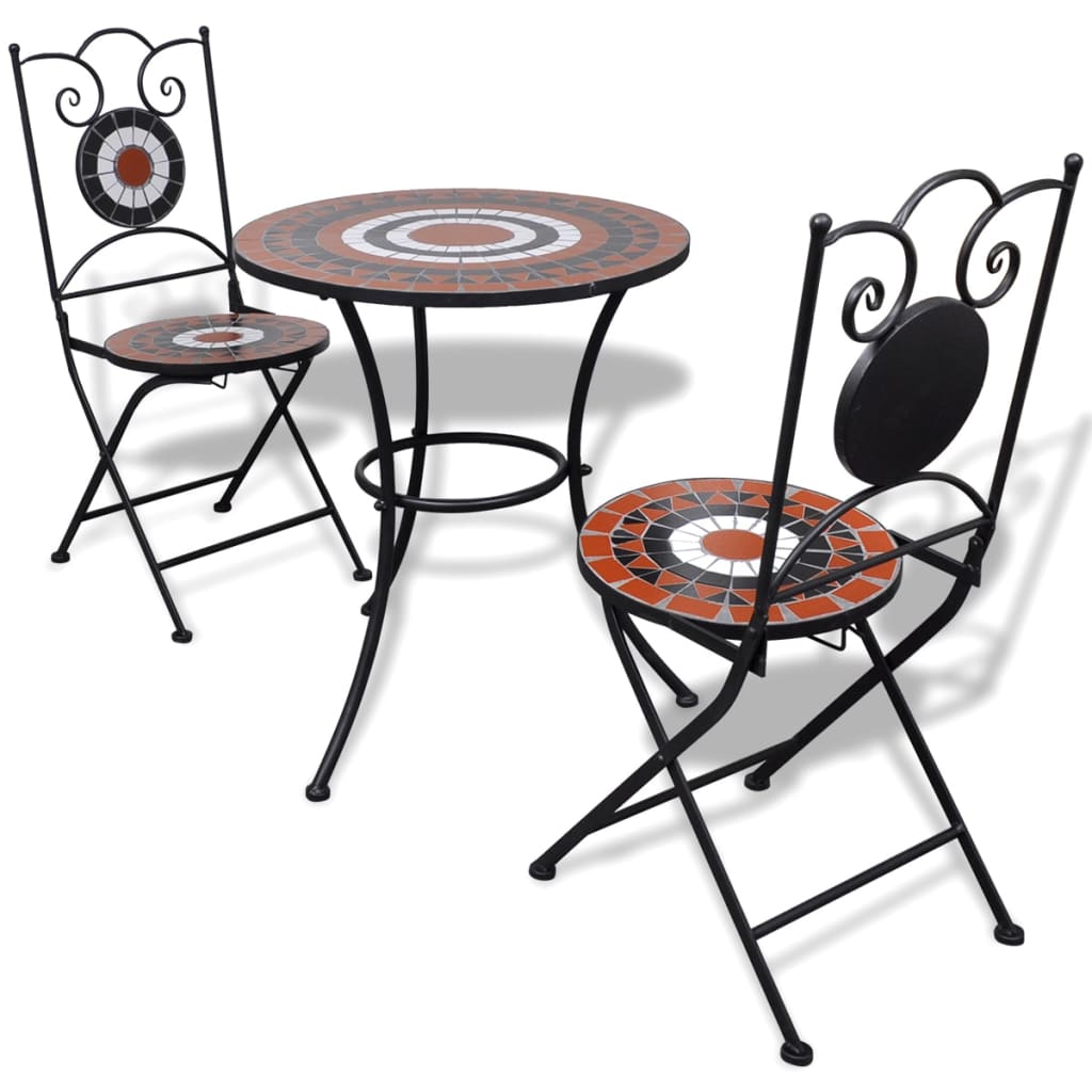 3-Daļīgs Bistro Komplekts, Keramikas Flīzes, Melns, Balts