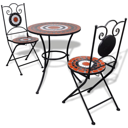3-Daļīgs Bistro Komplekts, Keramikas Flīzes, Melns, Balts