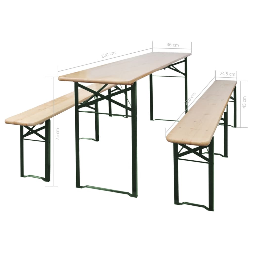 Saliekams Alus Galds Ar 2 Soliem, 220 Cm, Egles Koks