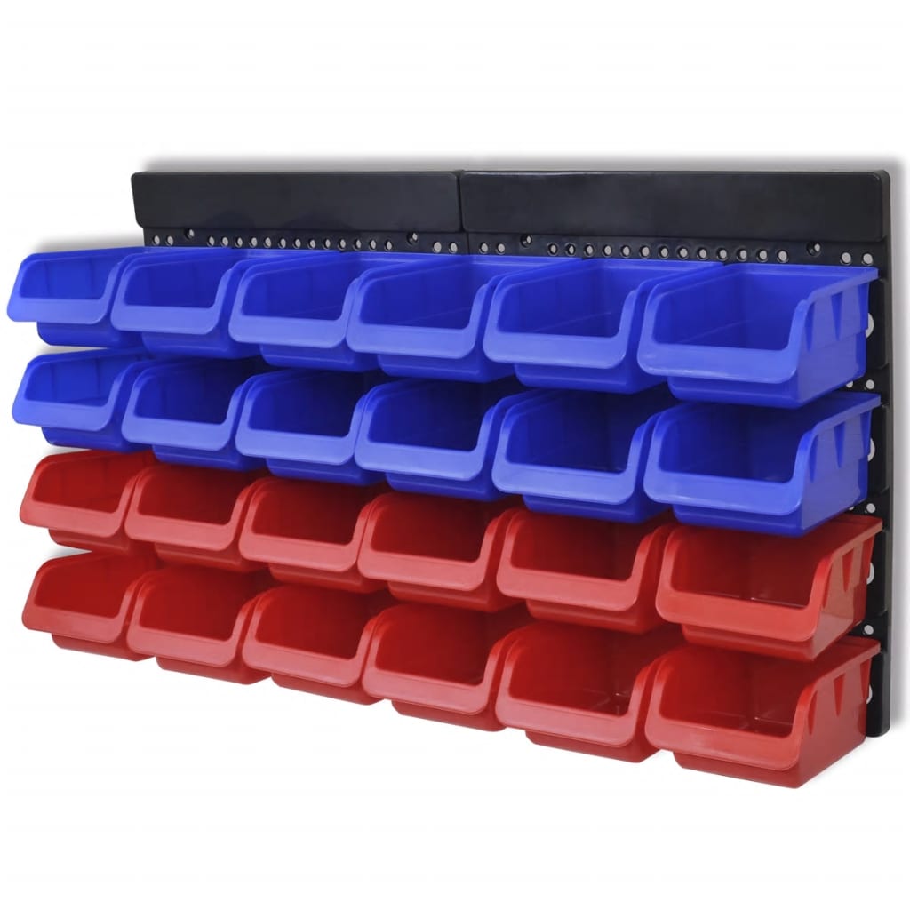 Plastmasas Kastes Garāžai 24 Gb, Liekamas Pie Sienas, Zilas,Sarkanas