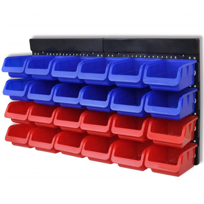 Plastmasas Kastes Garāžai 24 Gb, Liekamas Pie Sienas, Zilas,Sarkanas