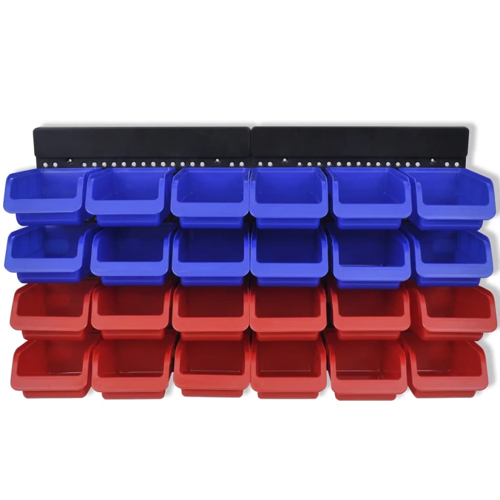 Plastmasas Kastes Garāžai 24 Gb, Liekamas Pie Sienas, Zilas,Sarkanas