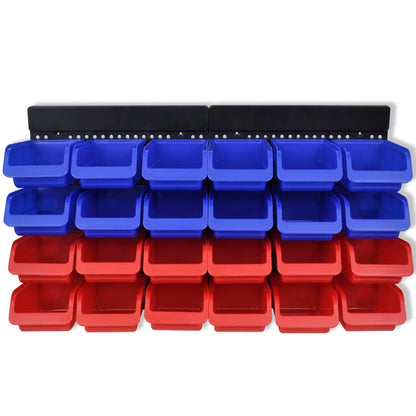 Plastmasas Kastes Garāžai 24 Gb, Liekamas Pie Sienas, Zilas,Sarkanas