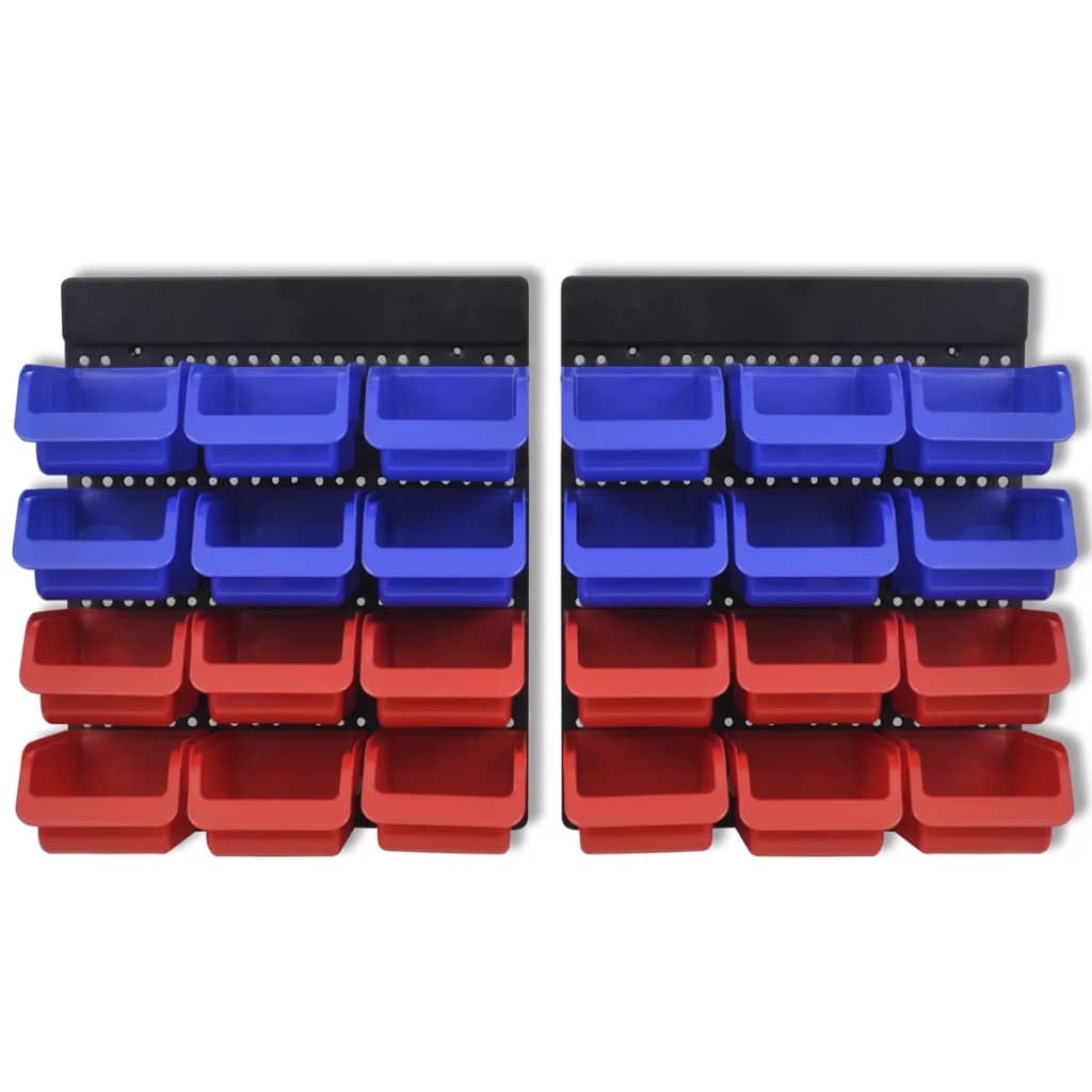 Plastmasas Kastes Garāžai 24 Gb, Liekamas Pie Sienas, Zilas,Sarkanas