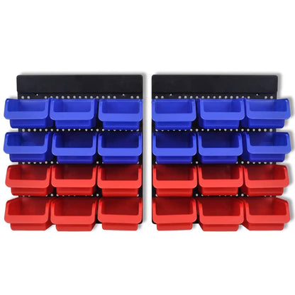 Plastmasas Kastes Garāžai 24 Gb, Liekamas Pie Sienas, Zilas,Sarkanas