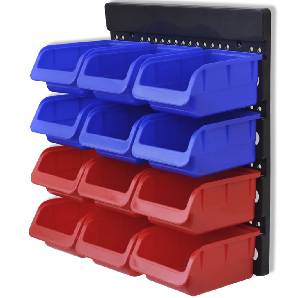 Plastmasas Kastes Garāžai 24 Gb, Liekamas Pie Sienas, Zilas,Sarkanas