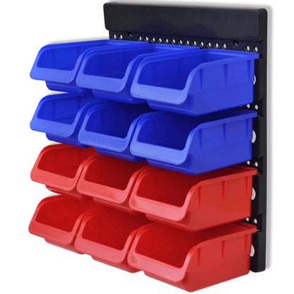 Plastmasas Kastes Garāžai 24 Gb, Liekamas Pie Sienas, Zilas,Sarkanas