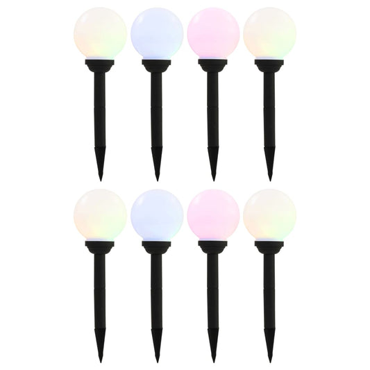 Āra Solārās Lampas, 8 Gab., Led, Sfēriskas, 15 Cm, Rgb