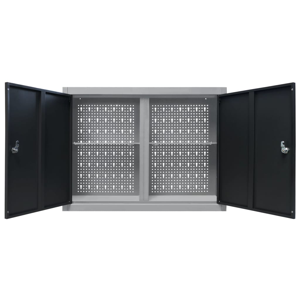 Sienas Instrumentu Skapis, Melns Un Pelēks Metāls