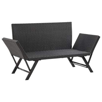 Dārza Sols Ar Matračiem, 176 Cm, Melns, Pe Rotangpalma
