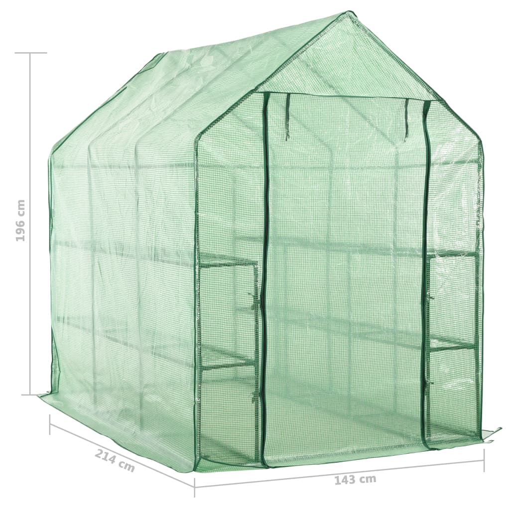 Siltumnīca Ar 12 Plauktiem, Tērauds, 143X214X196 Cm