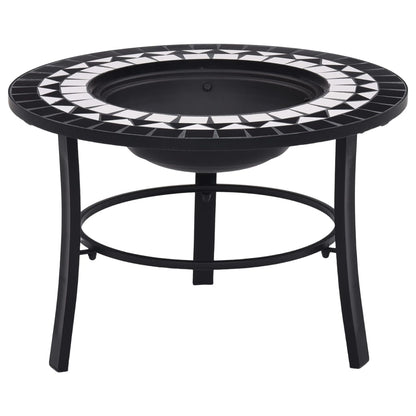 Ugunskura Vietas Galds, Mozaīka, 68Cm, Melns Ar Baltu, Keramika