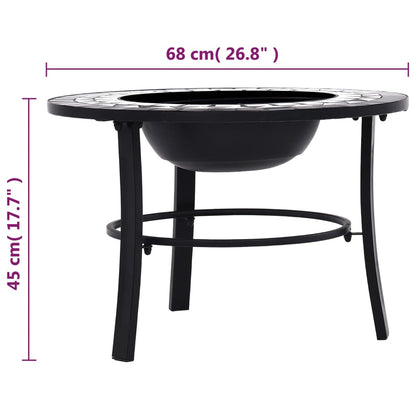 Ugunskura Vietas Galds, Mozaīka, 68Cm, Melns Ar Baltu, Keramika