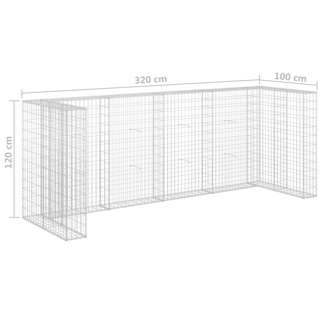 Gabions Atkritumu Tvertnēm, Cinkots Tērauds, 320X100X120 Cm