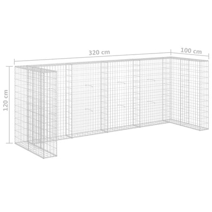 Gabions Atkritumu Tvertnēm, Cinkots Tērauds, 320X100X120 Cm
