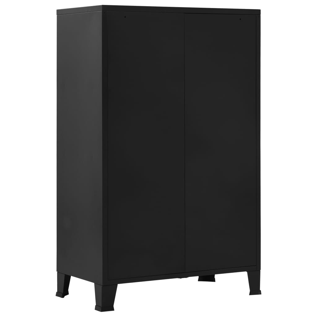 Biroja Skapis, Melns, 75X40X120 Cm, Industriāls Stils, Tērauds