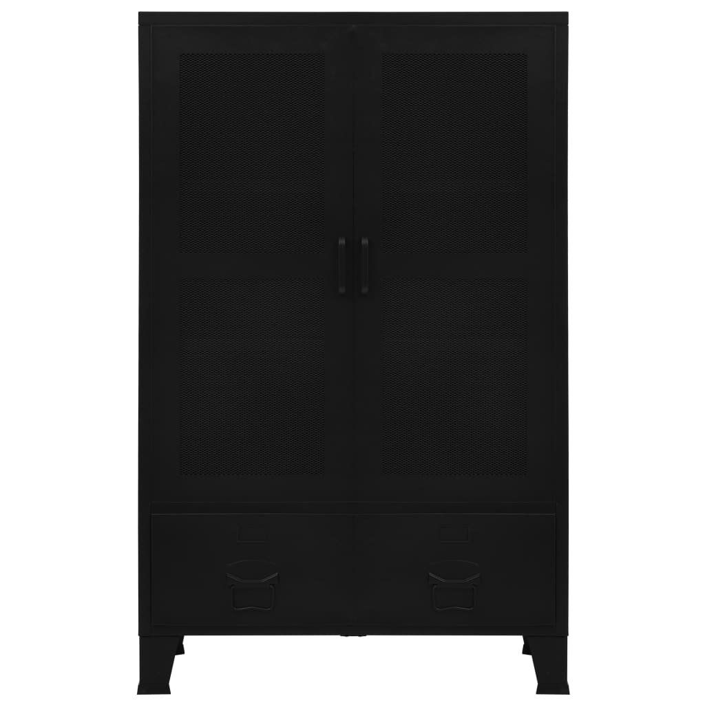 Biroja Skapis, Melns, 75X40X120 Cm, Industriāls Stils, Tērauds