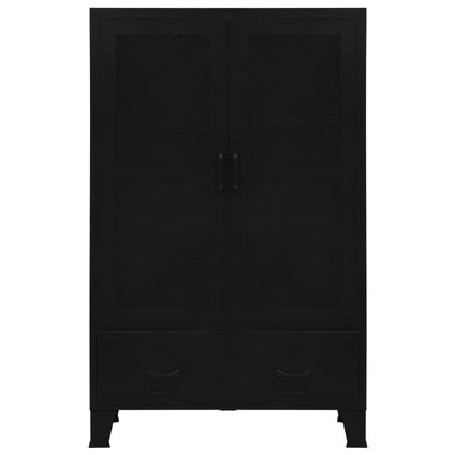 Biroja Skapis, Melns, 75X40X120 Cm, Industriāls Stils, Tērauds