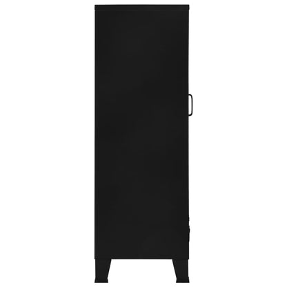 Biroja Skapis, Melns, 75X40X120 Cm, Industriāls Stils, Tērauds