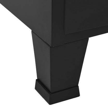 Biroja Skapis, Melns, 75X40X120 Cm, Industriāls Stils, Tērauds