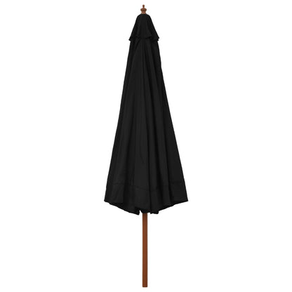 Dārza Saulessargs Ar Koka Kātu, 330 Cm, Melns