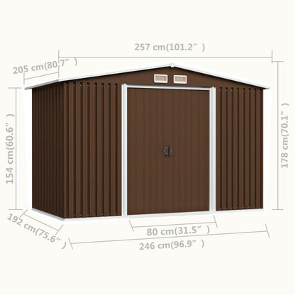 Dārza Šķūnis, Brūns, 257X205X178 Cm, Tērauds