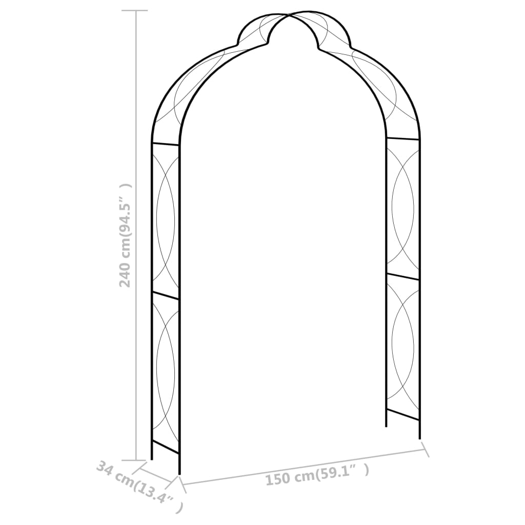 Dārza Arka, Melna, 150X34X240 Cm, Dzelzs