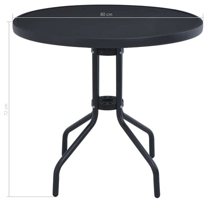 Dārza Galds, Melns, 80 Cm, Tērauds Un Stikls