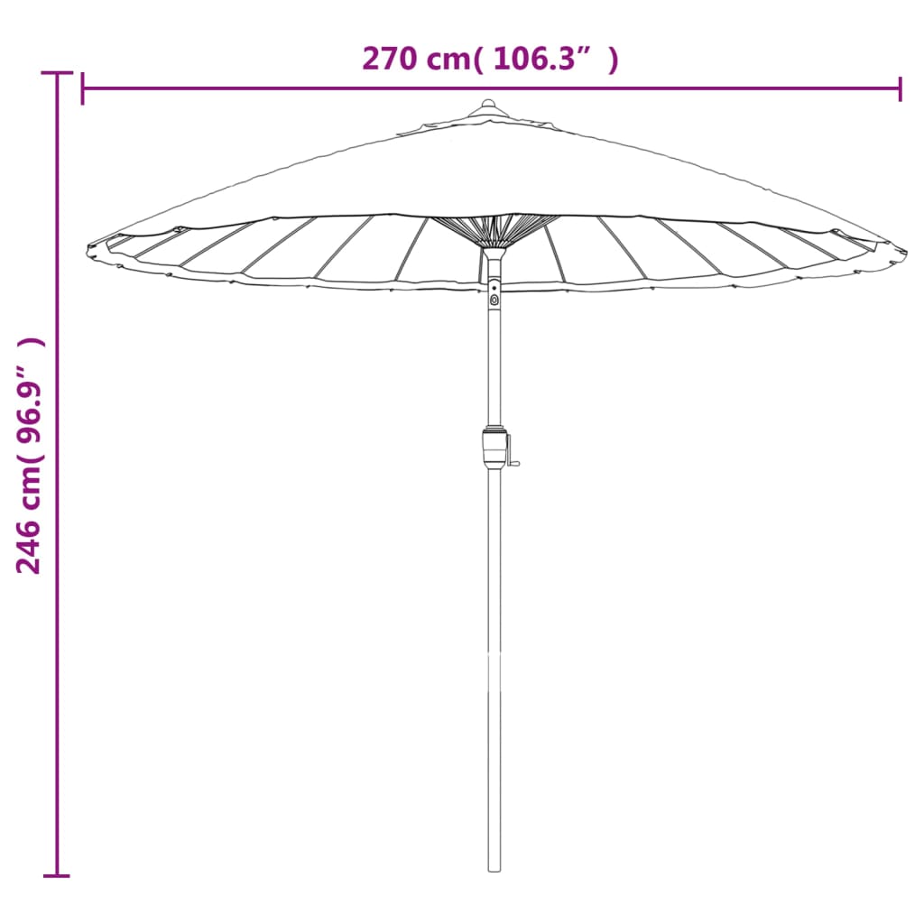 Dārza Saulessargs Ar Alumīnija Kātu, 250 Cm, Antracītpelēks
