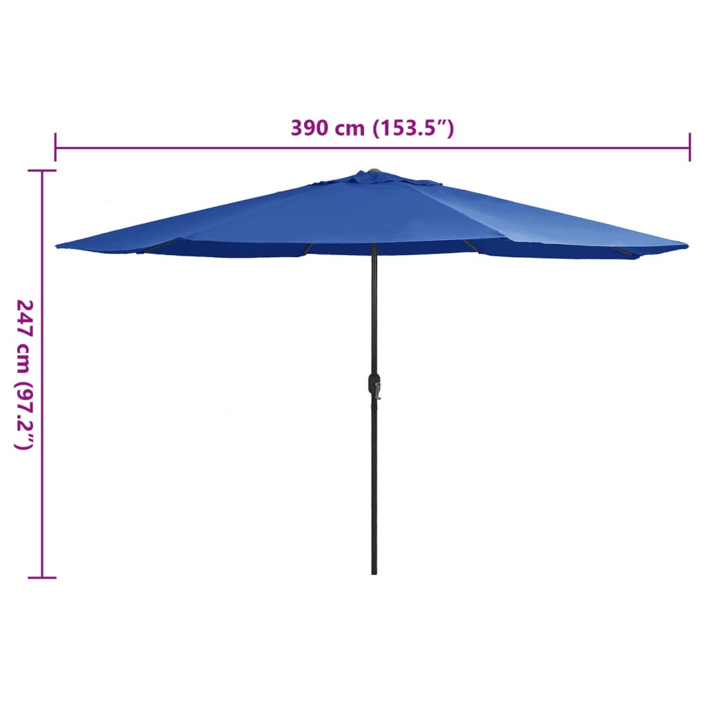 Dārza Saulessargs Ar Metāla Kātu, 390 Cm, Debeszils