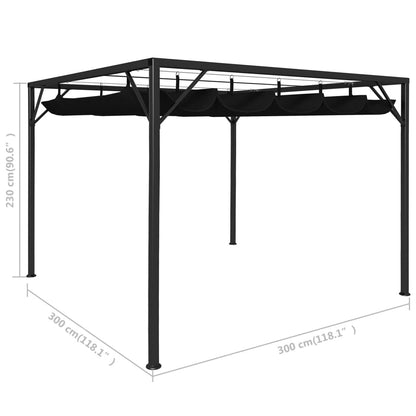 Dārza Nojume Ar Izvelkamu Jumtu, Antracītpelēka, 3X3 M