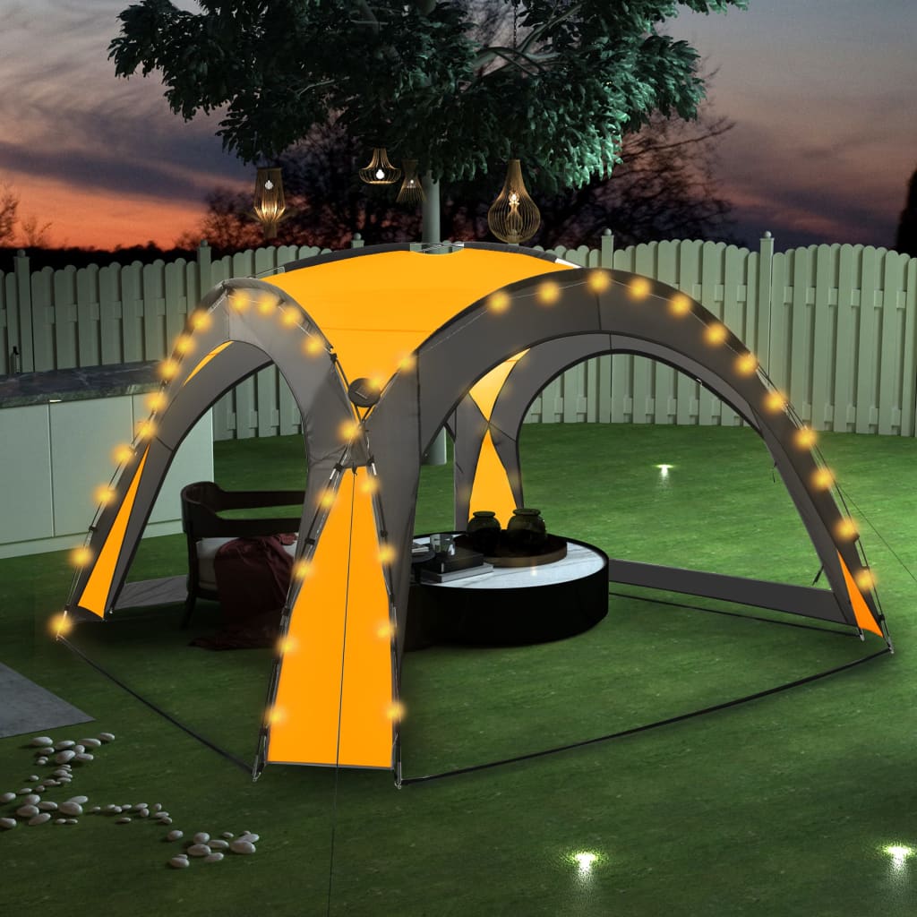 Svinību Telts Ar Led Un 4 Sānu Sienām, 3,6X3,6X2,3 M, Kamuflāža