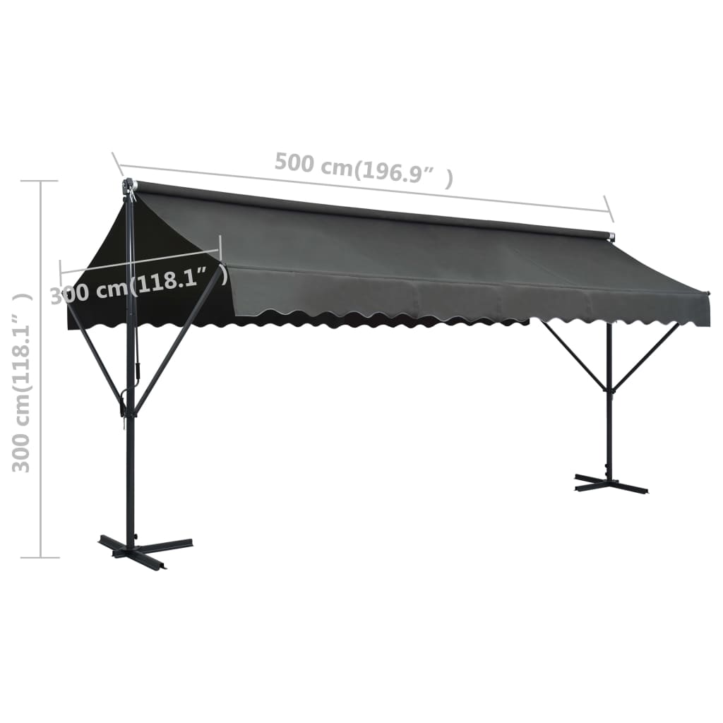 Brīvi Stāvoša Nojume, 500X300 Cm, Antracītpelēka