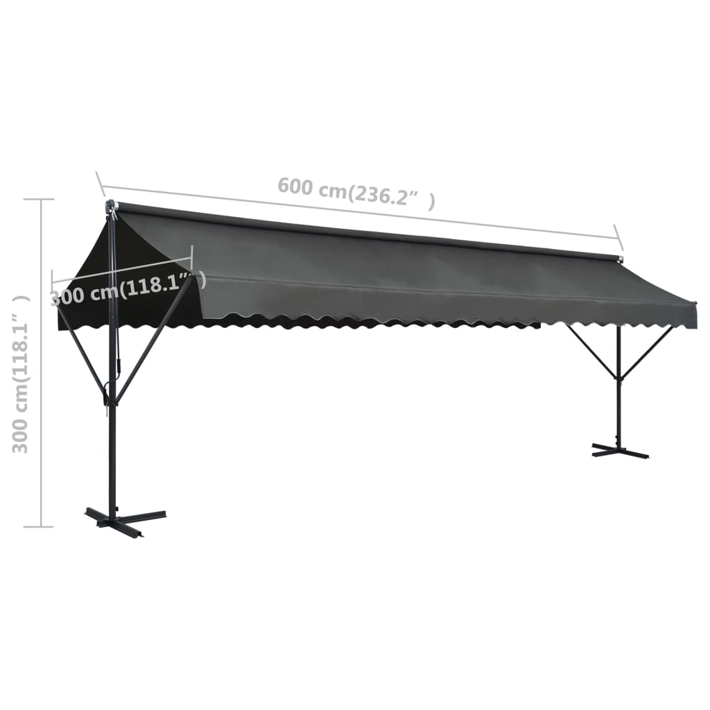 Brīvi Stāvoša Nojume, Pelēka, 600X300 Cm