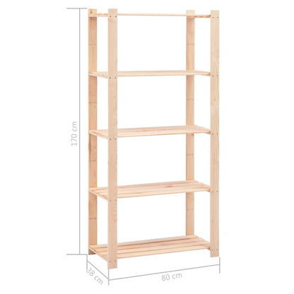 5-Līmeņu Glabāšanas Plaukti, 2 Gab., 80X38X170 Cm, Priedes Koks