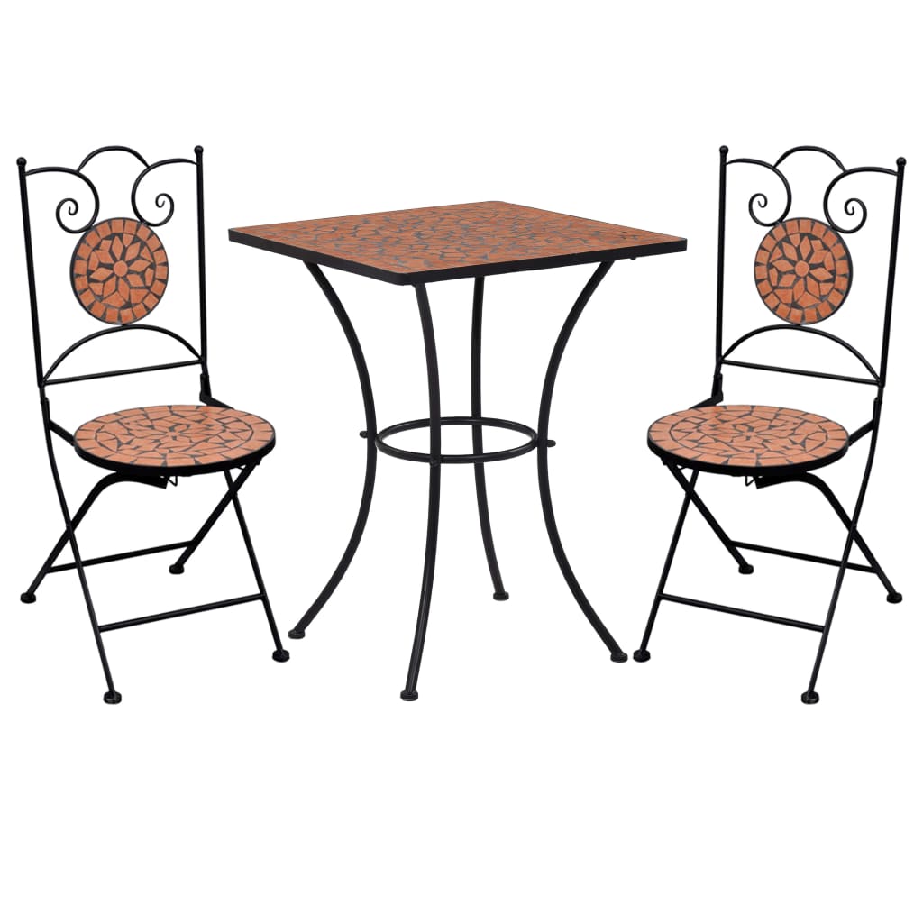 3-Daļīgs Bistro Komplekts, Keramikas Flīzes, Melns, Balts