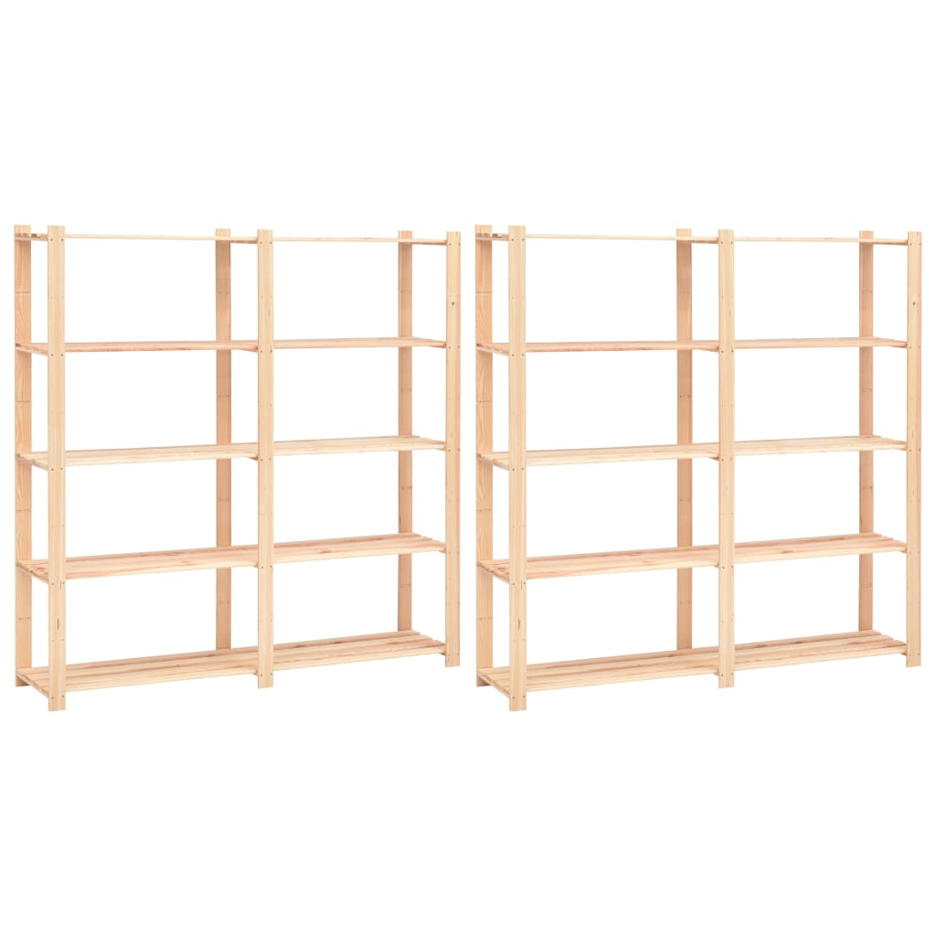 5-Līmeņu Glabāšanas Plaukti, 2 Gb., 170X38X170 Cm, Priedes Koks