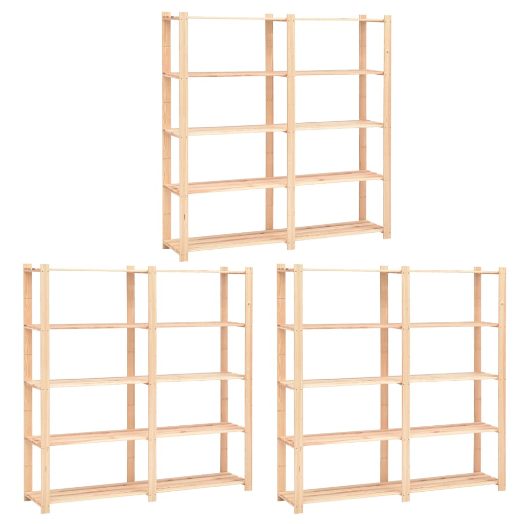 5-Līmeņu Glabāšanas Plaukti, 3 Gb., 170X38X170 Cm, Priedes Koks