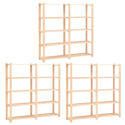 5-Līmeņu Glabāšanas Plaukti, 3 Gb., 170X38X170 Cm, Priedes Koks