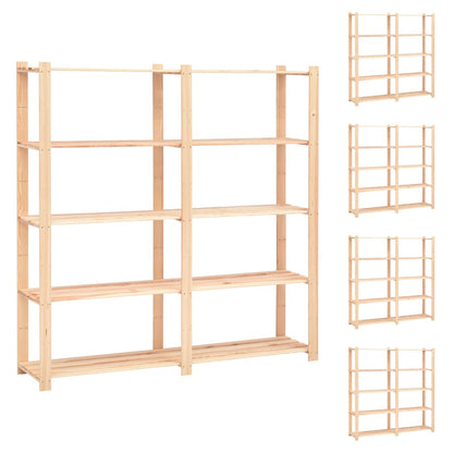 5-Līmeņu Glabāšanas Plaukti, 5 Gab., 170X38X170 Cm, Priede
