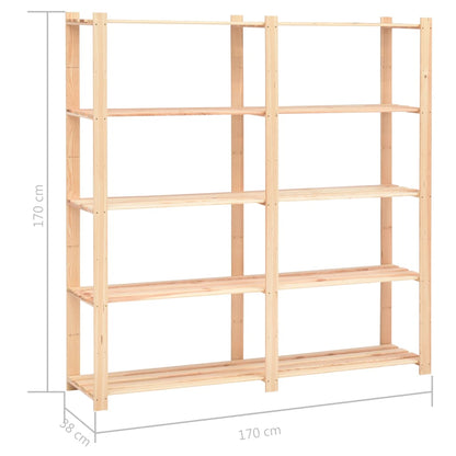 5-Līmeņu Glabāšanas Plaukti, 5 Gab., 170X38X170 Cm, Priede