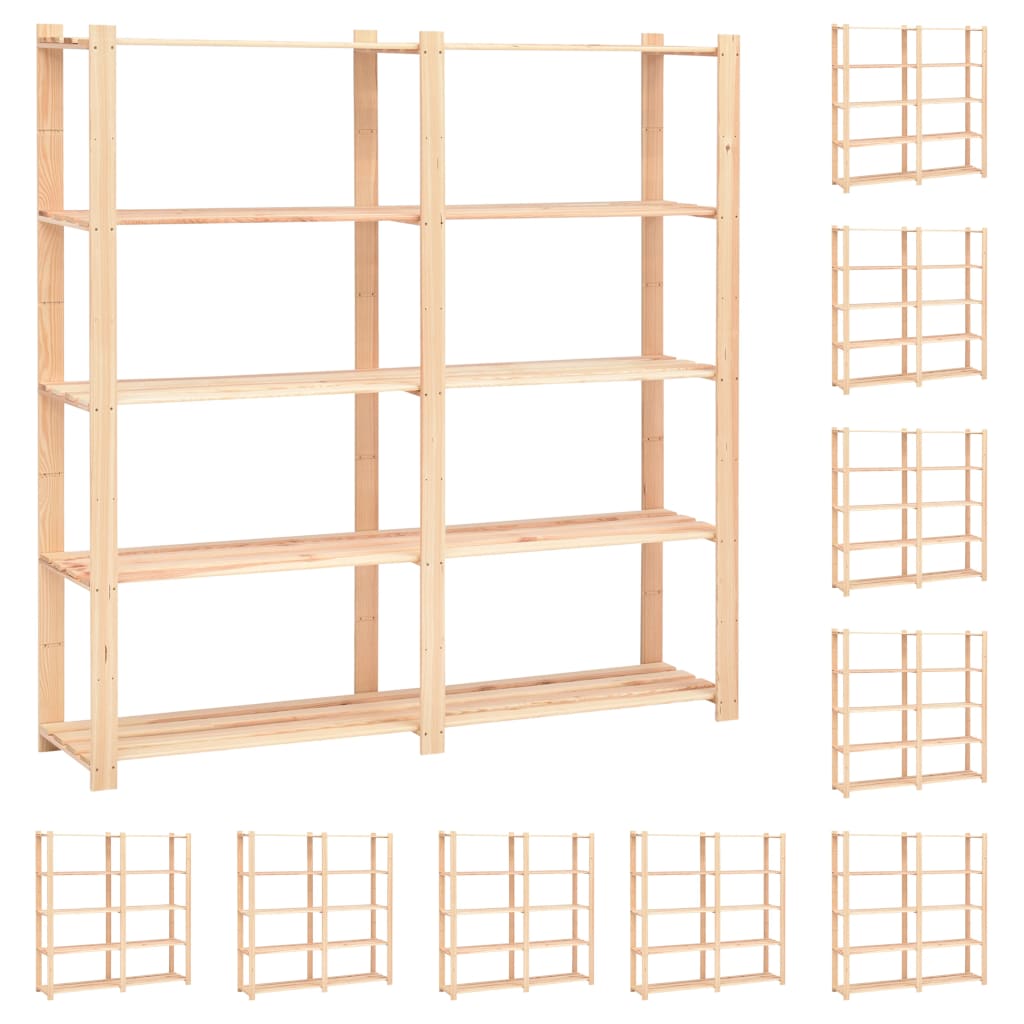 5-Līmeņu Glabāšanas Plaukti, 3 Gb., 170X38X170 Cm, Priedes Koks