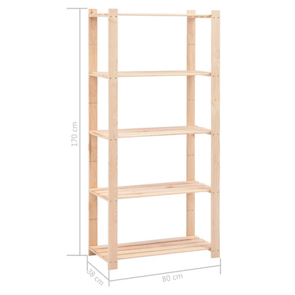 5-Līmeņu Glabāšanas Plaukti, 2 Gab., 80X38X170 Cm, Priedes Koks