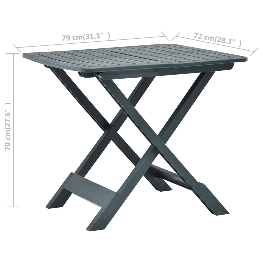 Saliekams Dārza Galds, Zaļš, 79X72X70 Cm, Plastmasa