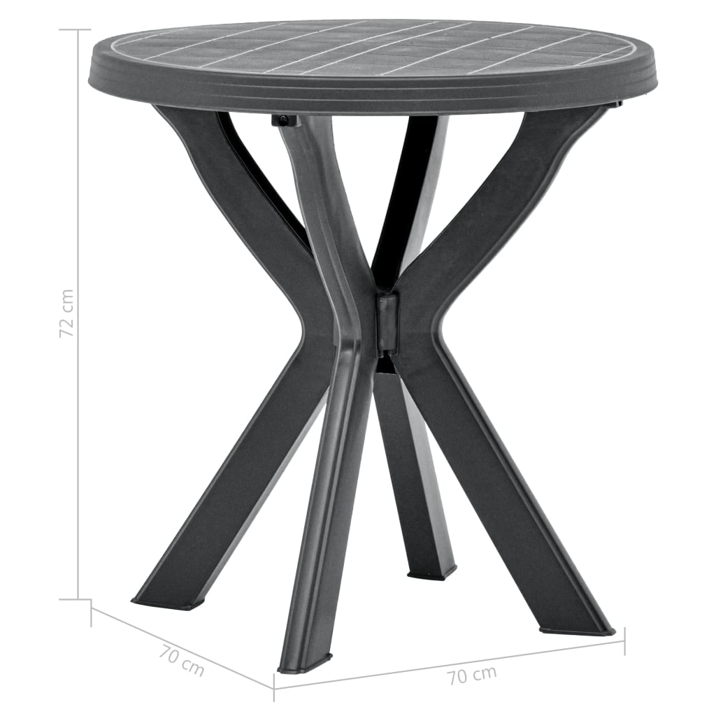Bistro Galds, Antracītpelēks, Ø70 Cm, Plastmasa