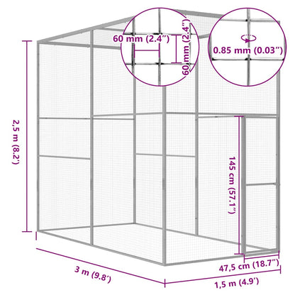 Kaķu Būris, 3X1,5X2,5 M, Cinkots Tērauds